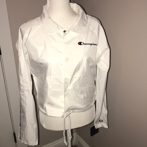 Champion cropped wind jacket zip white NWT medium - Picture 5 of 15